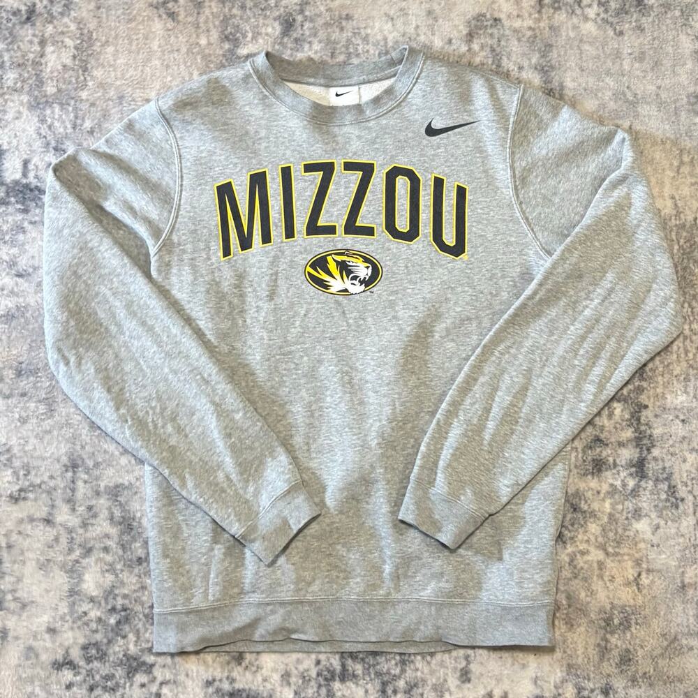 Nike Mizzou Missouri Tigers Crewneck Sweatshirt Heather Gray Size Small
